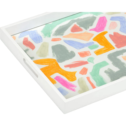 Coloring Tray by Chelsea House in white, hand painted, clear. Made from wood/glass in a modern style.