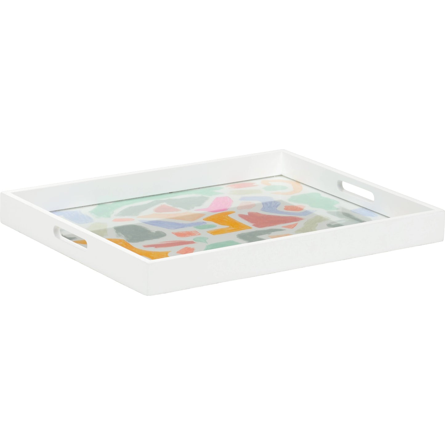 001 SI-2105445 | Primary Silo | Coloring Tray by Chelsea House in white, hand painted, clear. Made from wood/glass in a modern style.