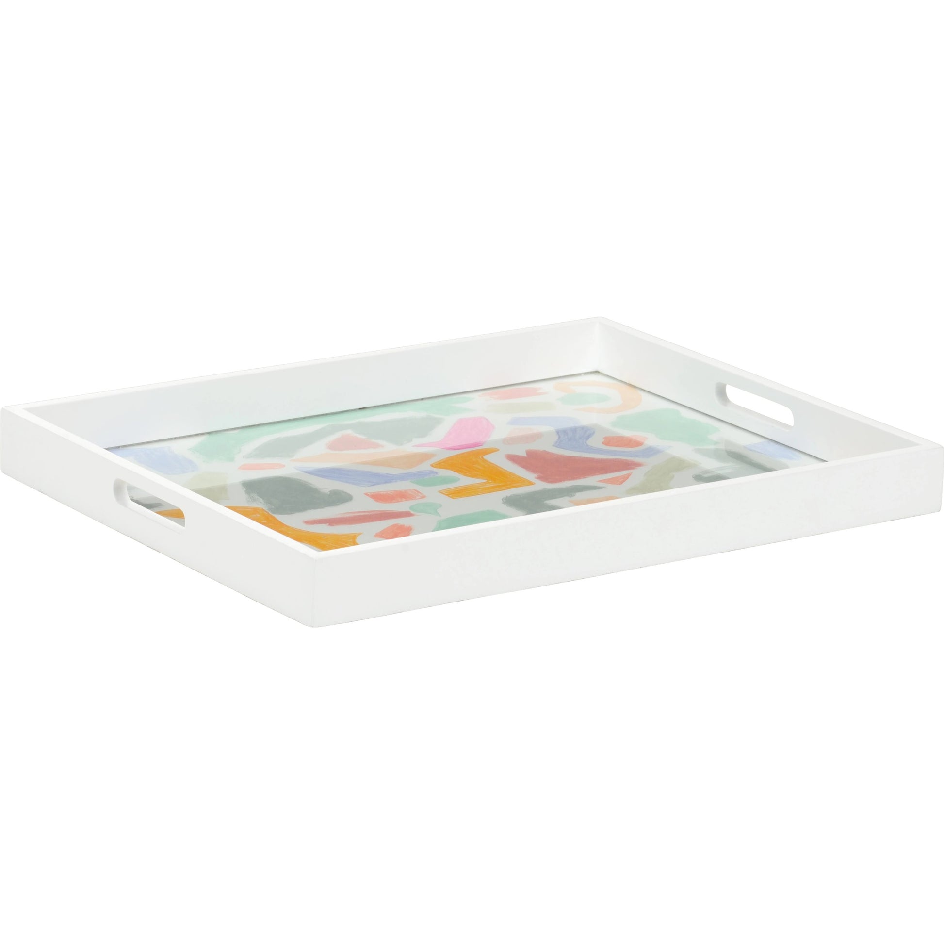 Coloring Tray by Chelsea House in white, hand painted, clear. Made from wood/glass in a modern style.