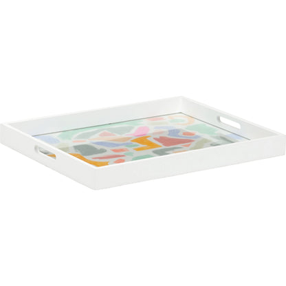 Coloring Tray by Chelsea House in white, hand painted, clear. Made from wood/glass in a modern style.