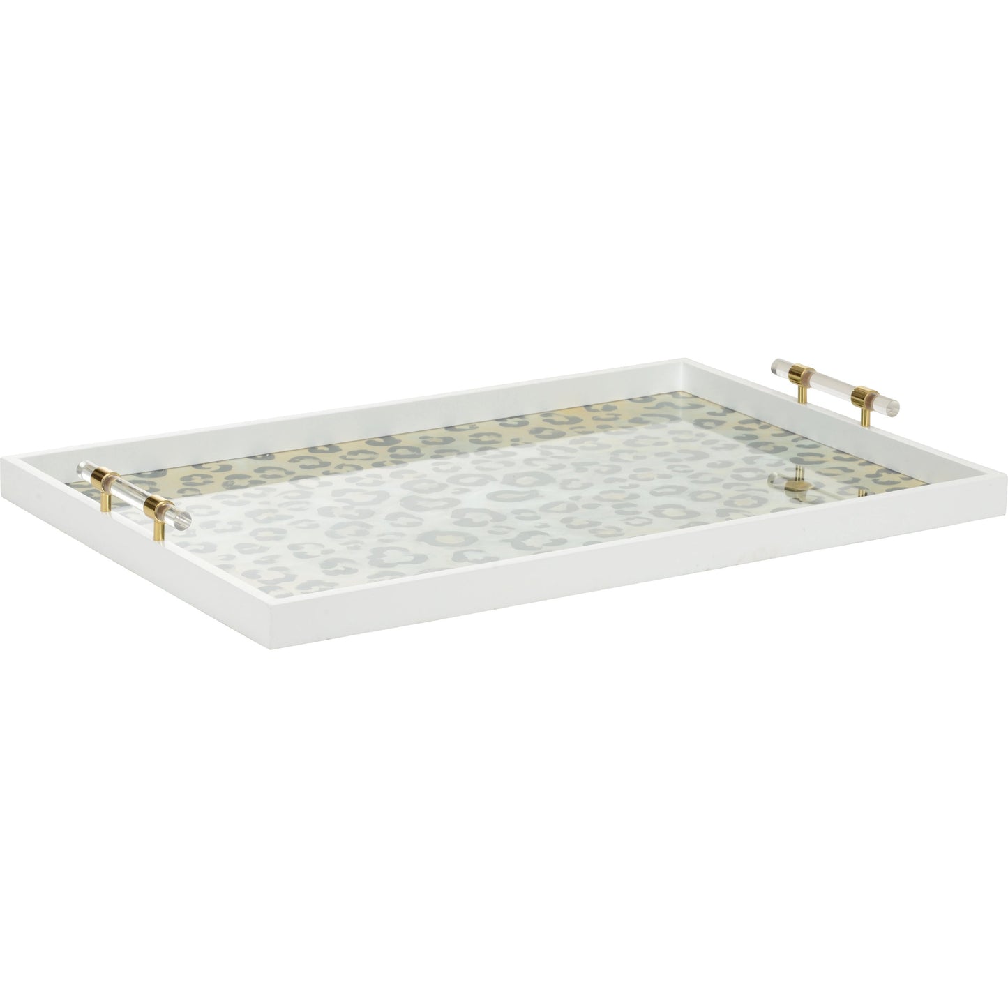 002 SI-2105446 | Additional Silo | Leopard Patterned Tray by Chelsea House in white, leopard, clear, polished. Made from wood/glass/acrylic/brass in a modern style.