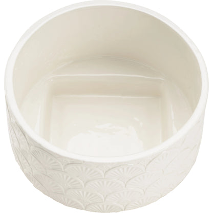 Deco Fan Cachepot with Gold Base by Chelsea House in white glaze, metallic gold. Made from ceramic in a modern style.