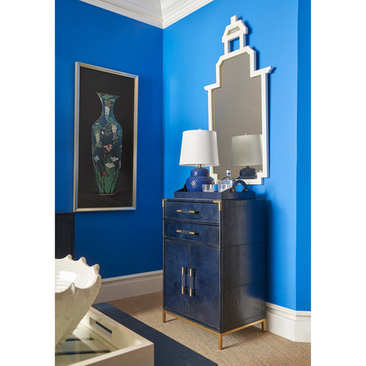 Leather Tray by Chelsea House in midnight blue. Made from leather on wood in a modern style.