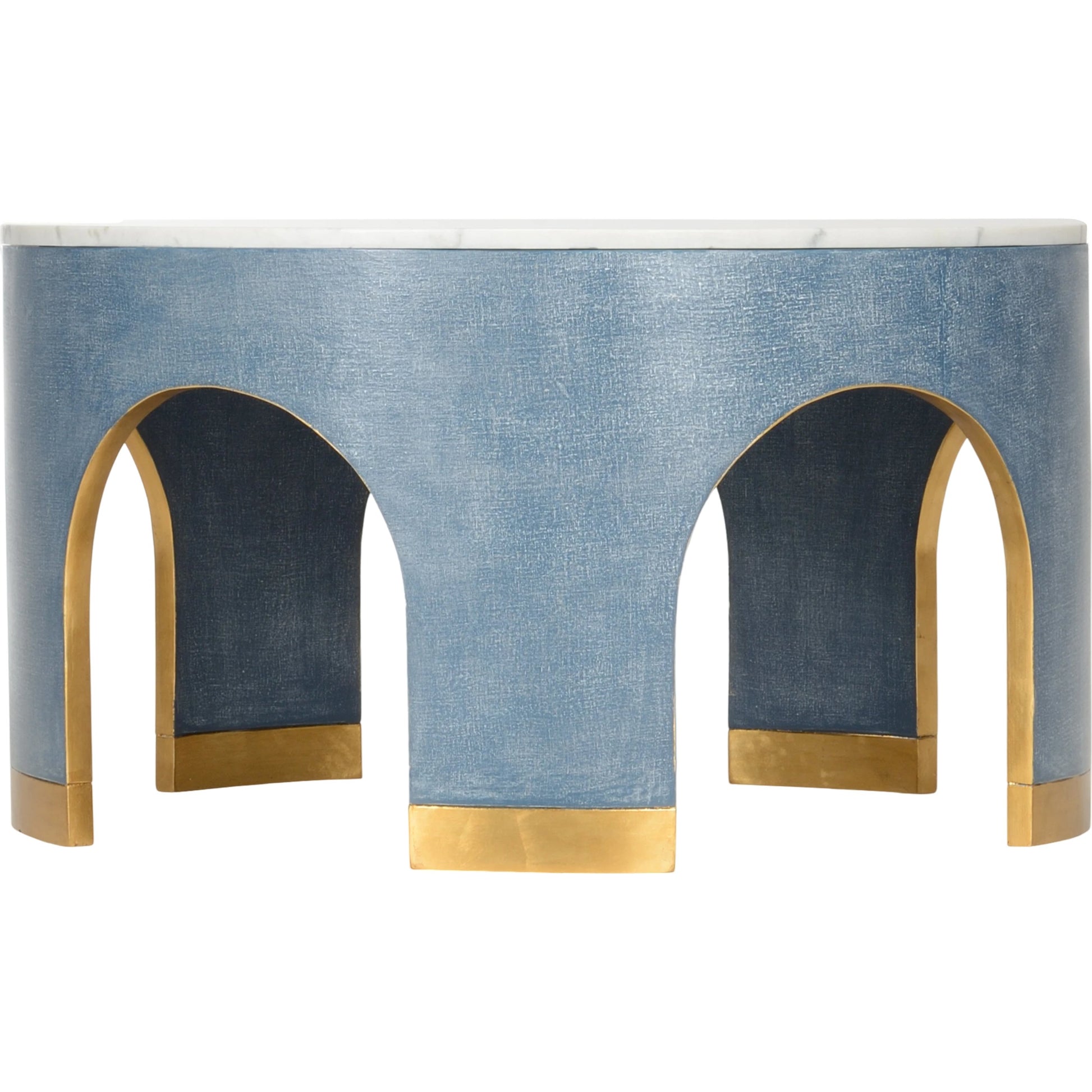 Aqueduct Cocktail Table by Chelsea House in natural white, blue, antique & gold leaf. Made from unique in a modern style.