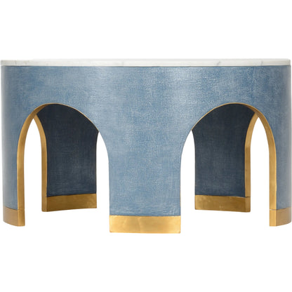 Aqueduct Cocktail Table by Chelsea House in natural white, blue, antique & gold leaf. Made from unique in a modern style.