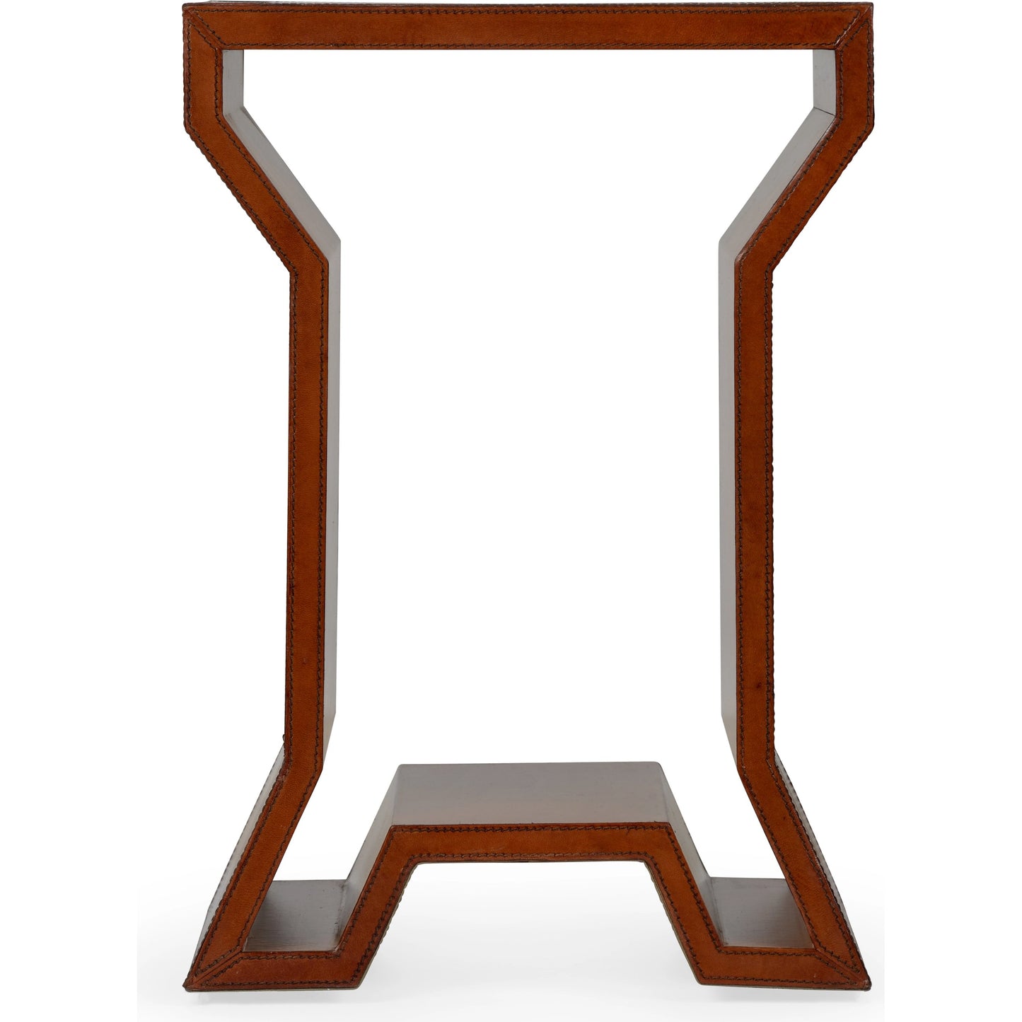 002 SI-2105485 | Additional Silo | Leather Side Table by Chelsea House in clear, beveled, natural cognac. Made from leather / glass / cane in a transitional style.