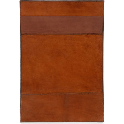 Leather Side Table by Chelsea House in clear, beveled, natural cognac. Made from leather / glass / cane in a transitional style.