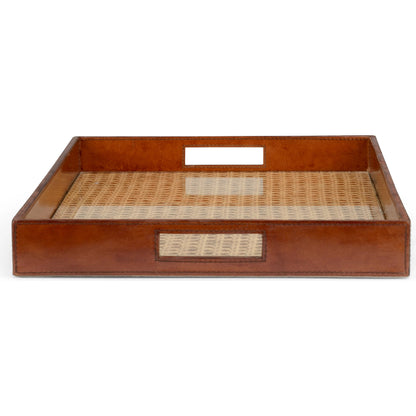 Leather Tray by Chelsea House. Made from leather on wood in a modern style.