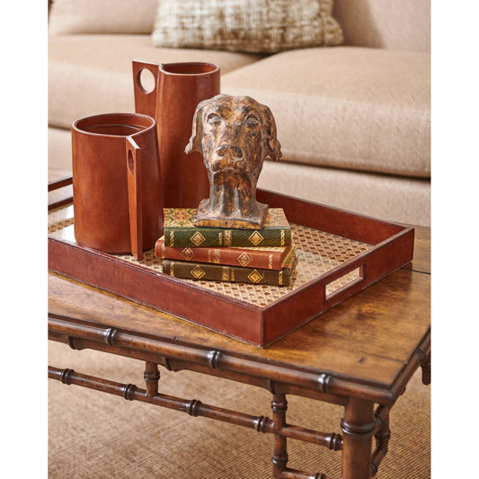 Leather Tray by Chelsea House. Made from leather on wood in a modern style.