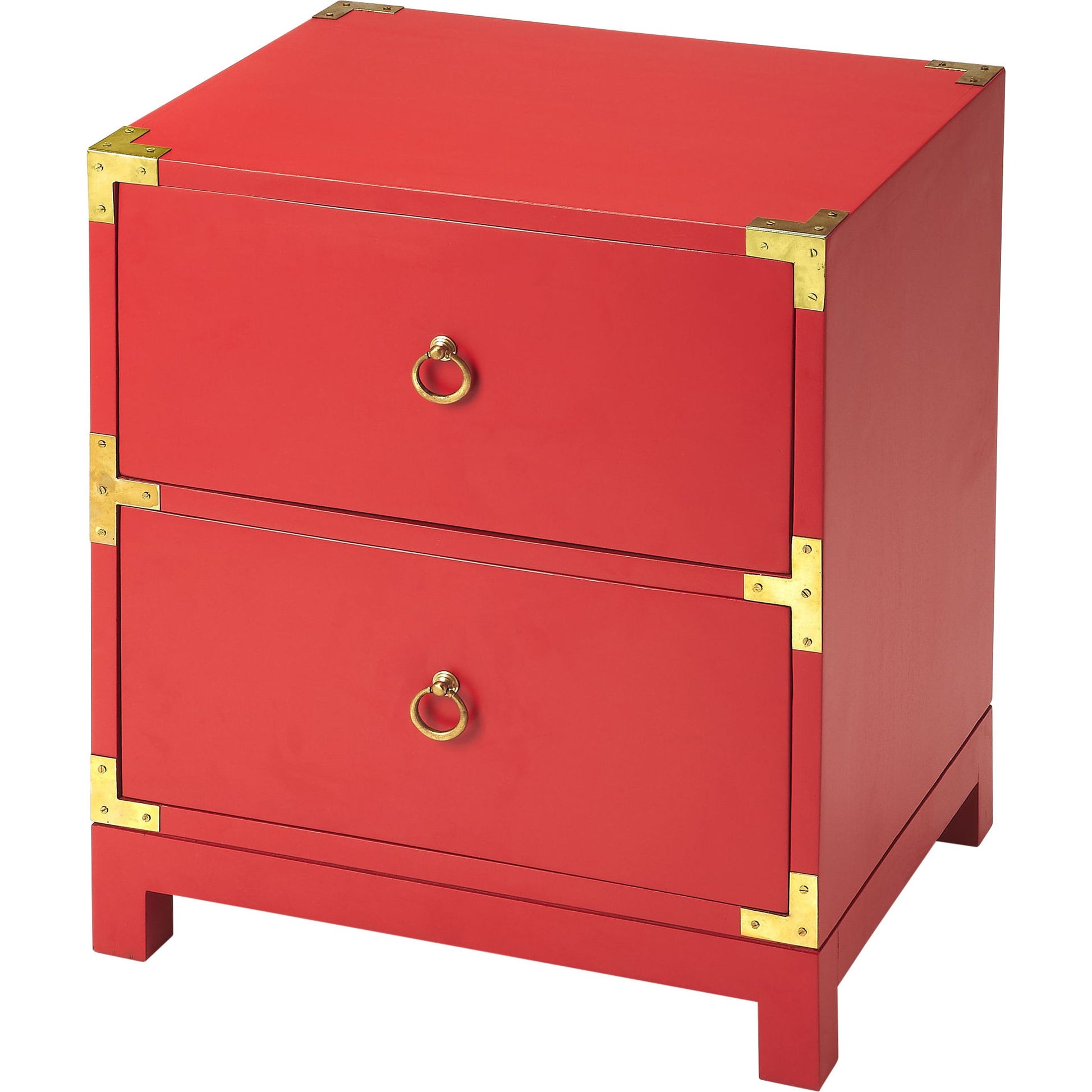 Ardennes Red Campaign Chairside Chest by Butler Specialty Company in red and red. Made from mango wood solids, mdf in a eclectic & global style.