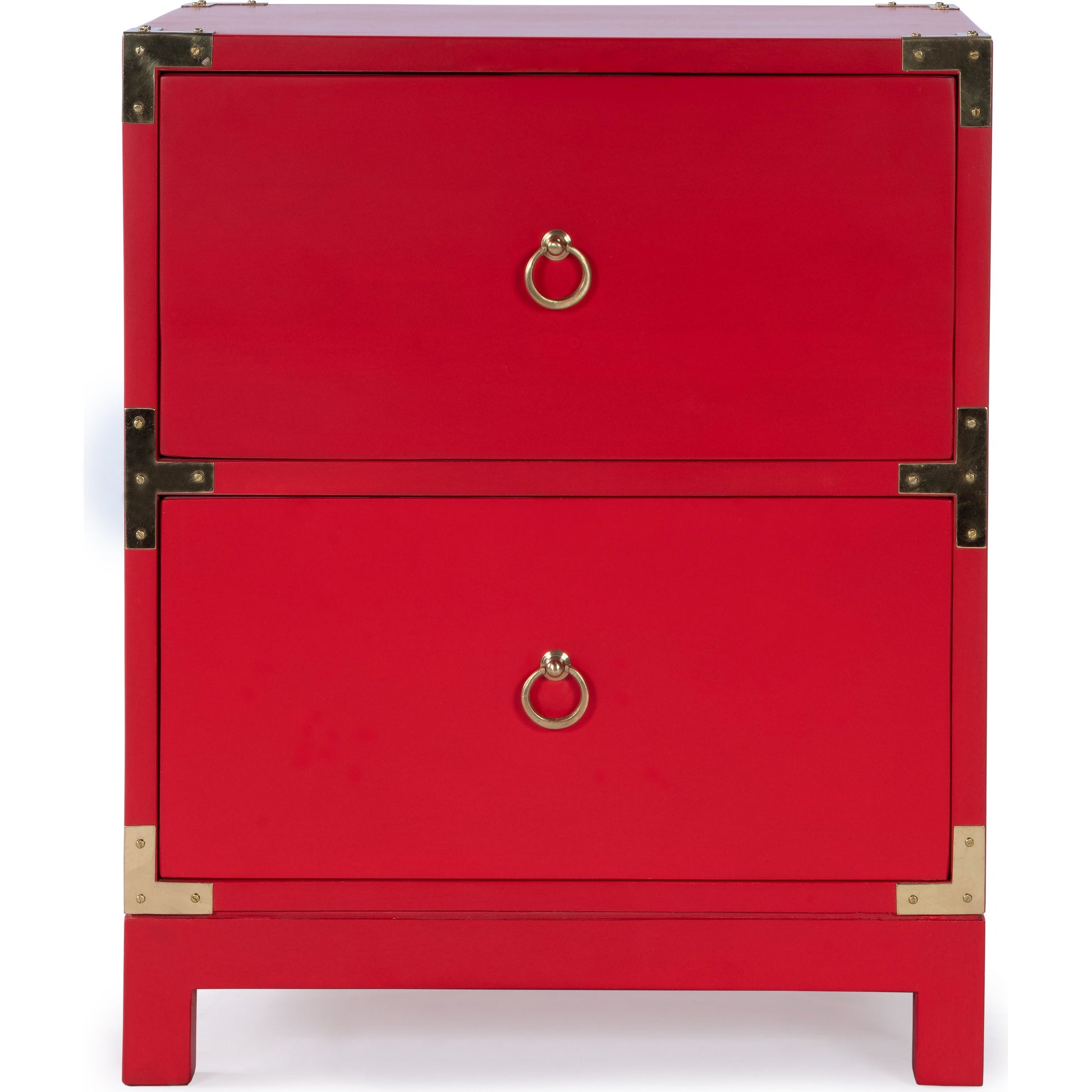 Ardennes Red Campaign Chairside Chest by Butler Specialty Company in red and red. Made from mango wood solids, mdf in a eclectic & global style.