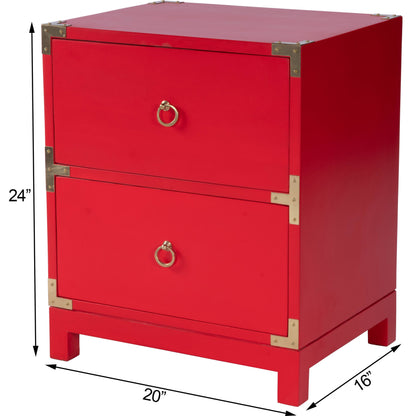 Ardennes Red Campaign Chairside Chest by Butler Specialty Company in red and red. Made from mango wood solids, mdf in a eclectic & global style.