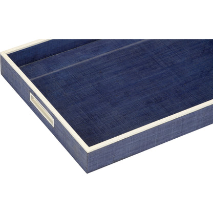 Kiawah Tray by Chelsea House in white lacquer, clear. Made from raffia on wood/glass in a modern style.