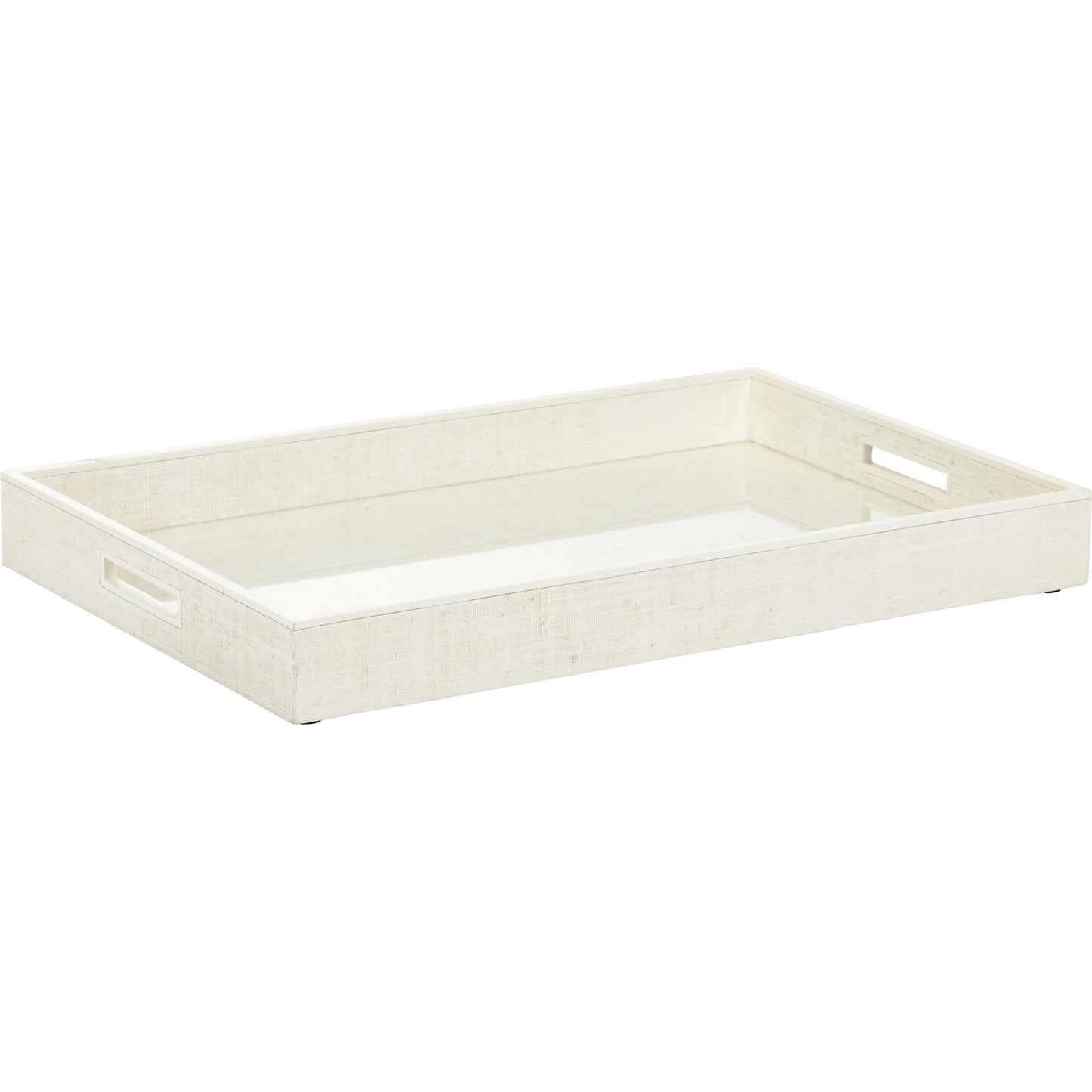 001 SI-2105498 | Primary Silo | Kiawah Tray by Chelsea House in white lacquer, clear. Made from raffia on wood/glass in a modern style.