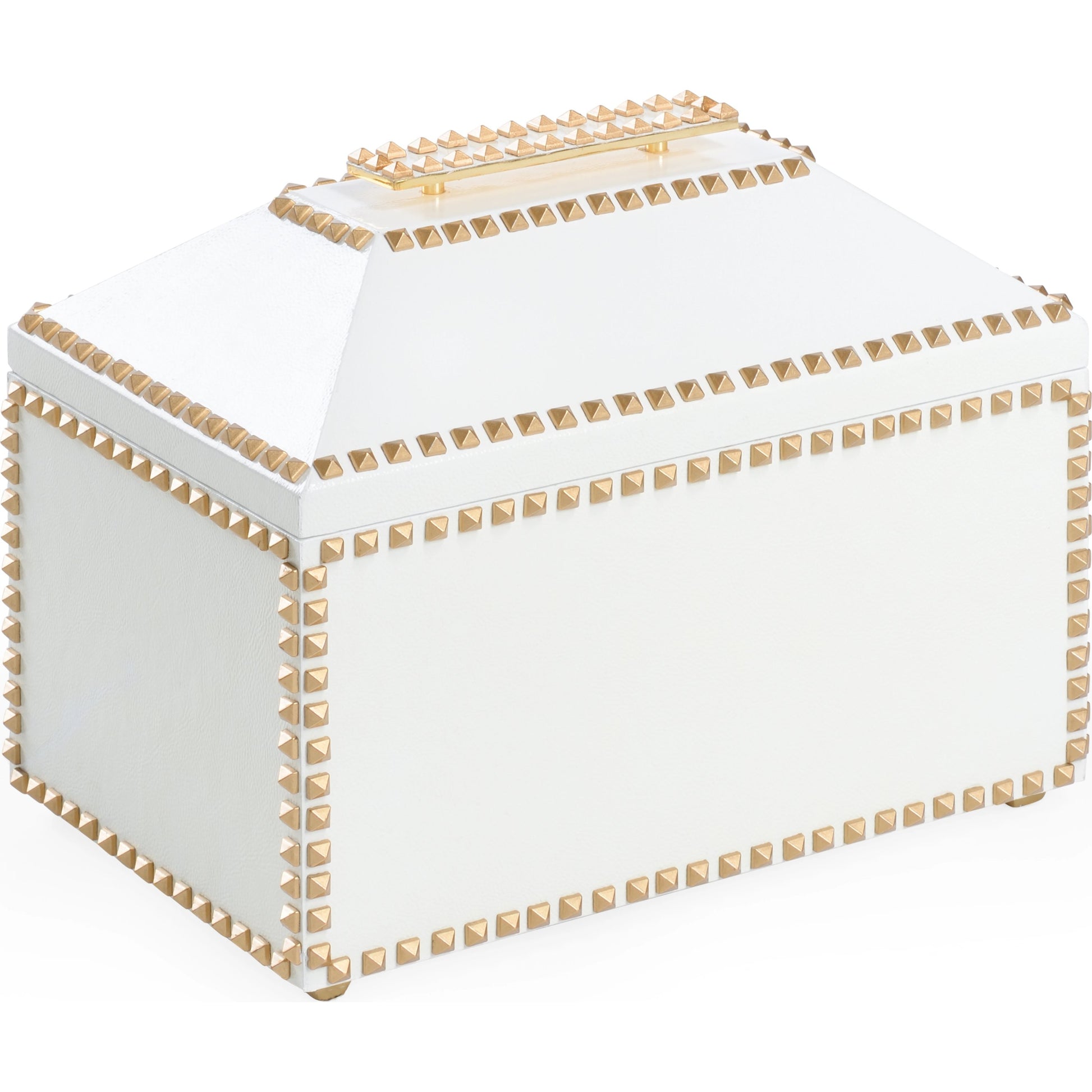 Chic Studded Box by Chelsea House in white, gold. Made from leather on wood in a modern style.