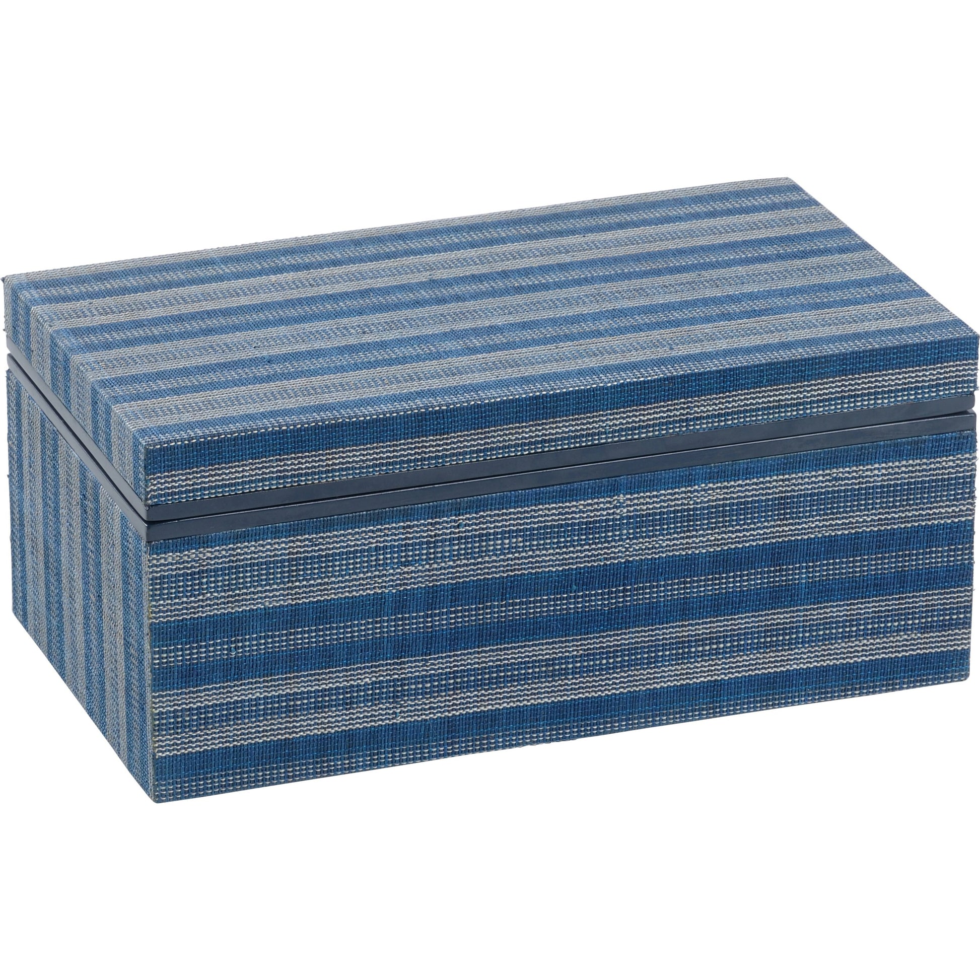 Lexington Box by Chelsea House in blue, cream. Made from abaca on wood in a modern style.