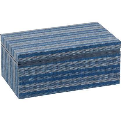 Lexington Box by Chelsea House in blue, cream. Made from abaca on wood in a modern style.
