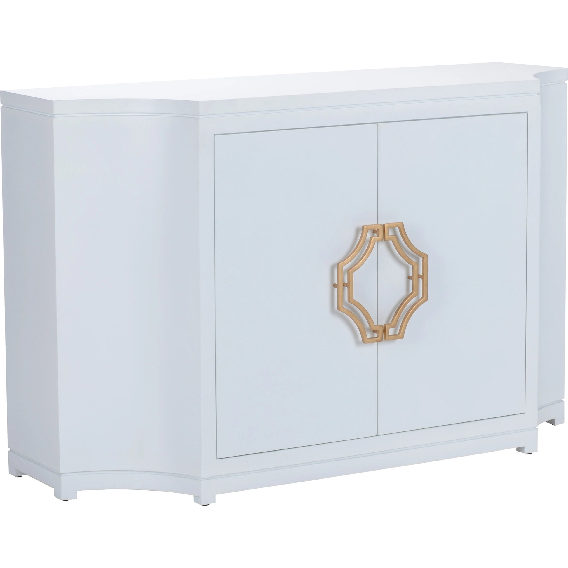 Jean Credenza by Chelsea House in white lacquer, gold leaf. Made from wood/metal in a modern style.