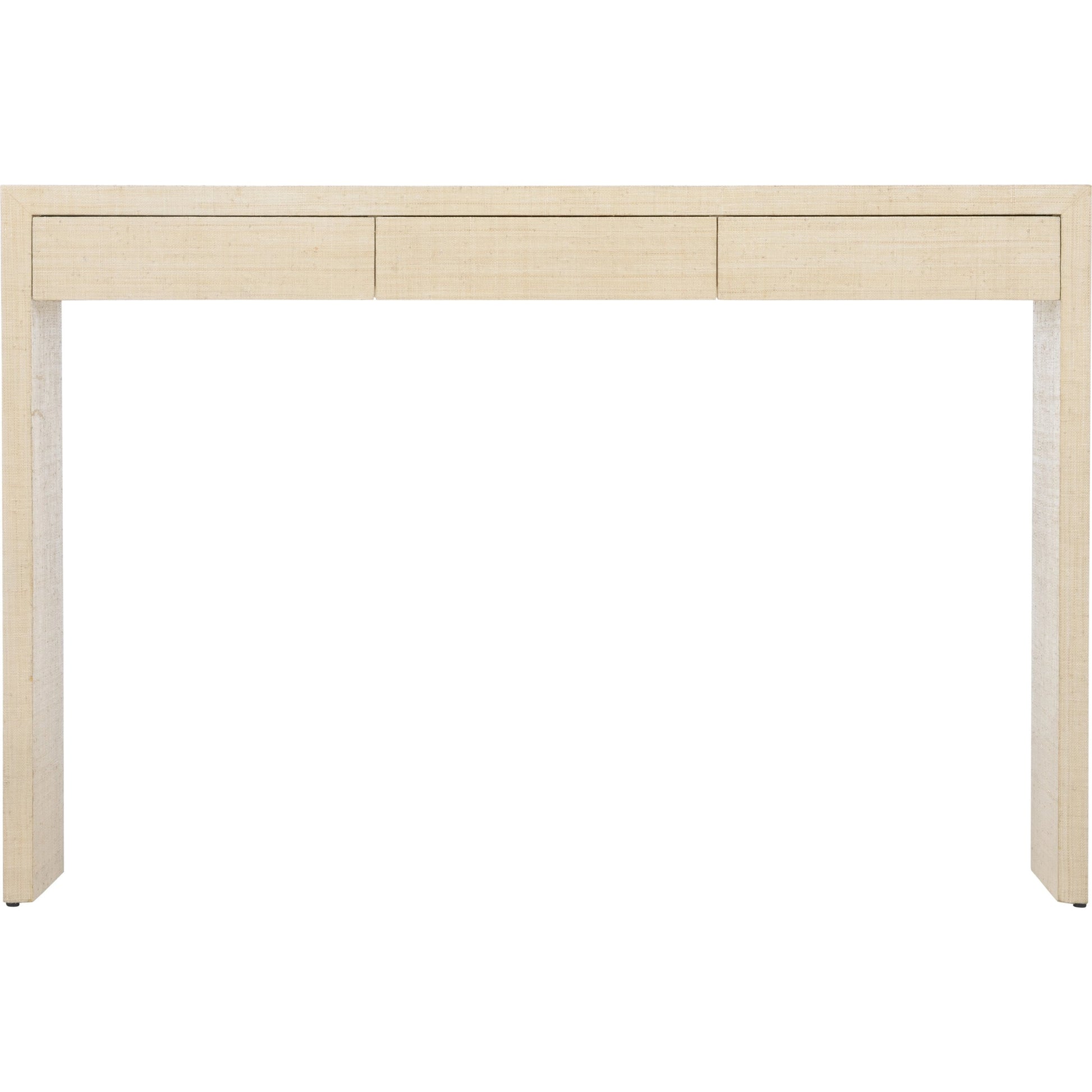 Drop Zone Console by Chelsea House in cream. Made from raffia on wood in a modern style.