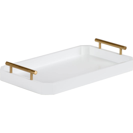 Delilah Tray by Chelsea House in white, gold. Made from wood/brass in a modern style.