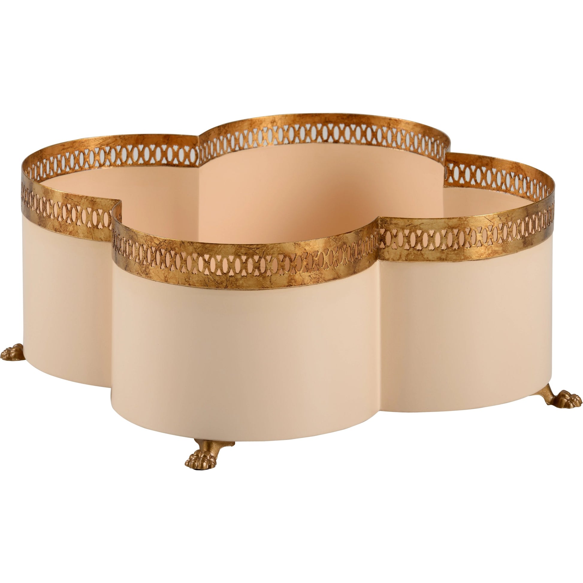 Tracery Cachepot by Chelsea House. Made from metal in a traditional style.