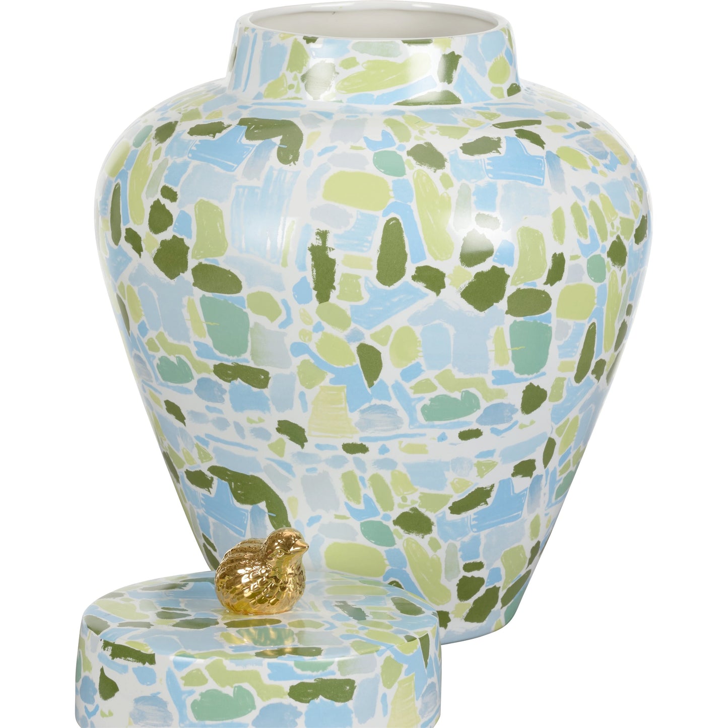 002 SI-2105565 | Additional Silo | Lumberton Jar with Lid by Chelsea House in multicolor decal, metallic gold. Made from ceramic in a modern style.