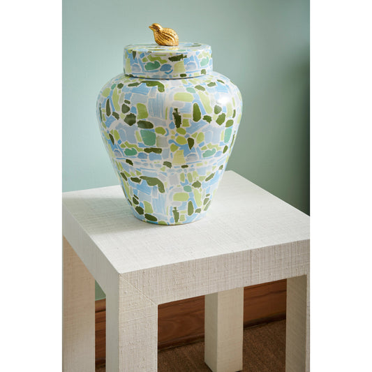 Lumberton Jar with Lid by Chelsea House in green, blue. Made from ceramic in a modern style.