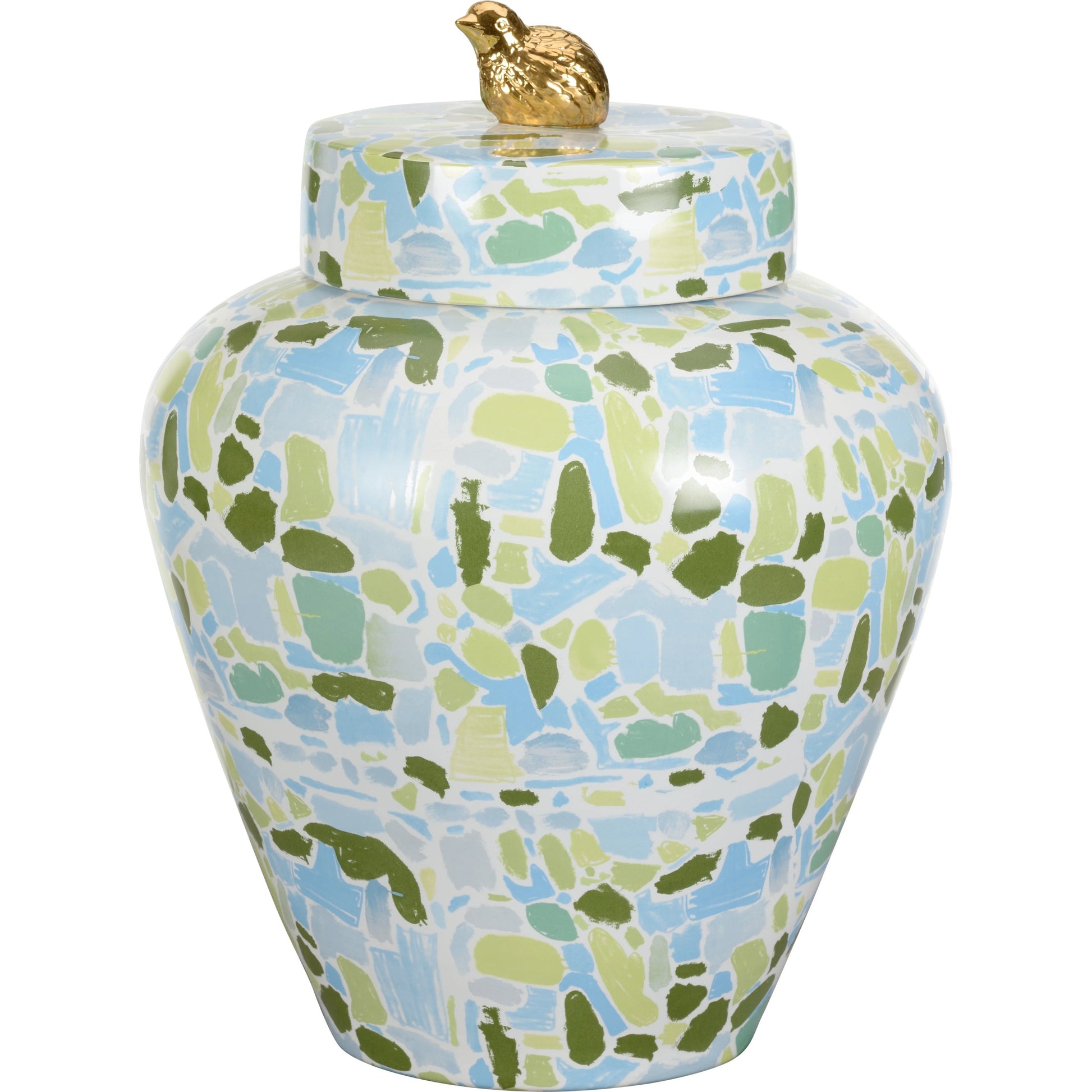 Lumberton Jar with Lid by Chelsea House in multicolor decal, metallic gold. Made from ceramic in a modern style.
