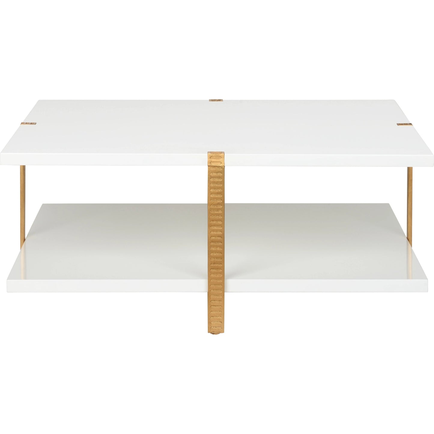 002 SI-2105577 | Additional Silo | Ribbed Cocktail Table by Chelsea House in white, antique gold leaf. Made from wood/iron in a modern style.