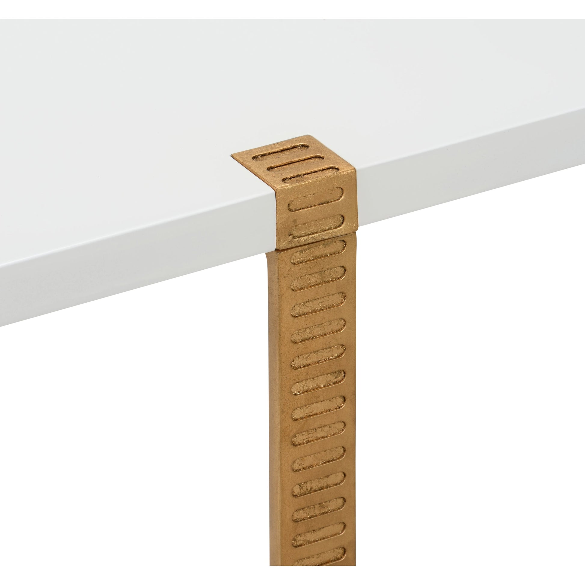 Ribbed Cocktail Table by Chelsea House in white, antique gold leaf. Made from wood/iron in a modern style.