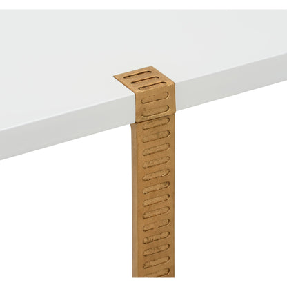 Ribbed Cocktail Table by Chelsea House in white, antique gold leaf. Made from wood/iron in a modern style.