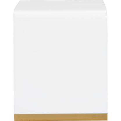 Waterfall End Table by Chelsea House in white. Made from acrylic/brass in a modern style.
