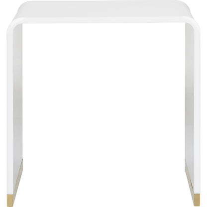 Waterfall End Table by Chelsea House in white. Made from acrylic/brass in a modern style.