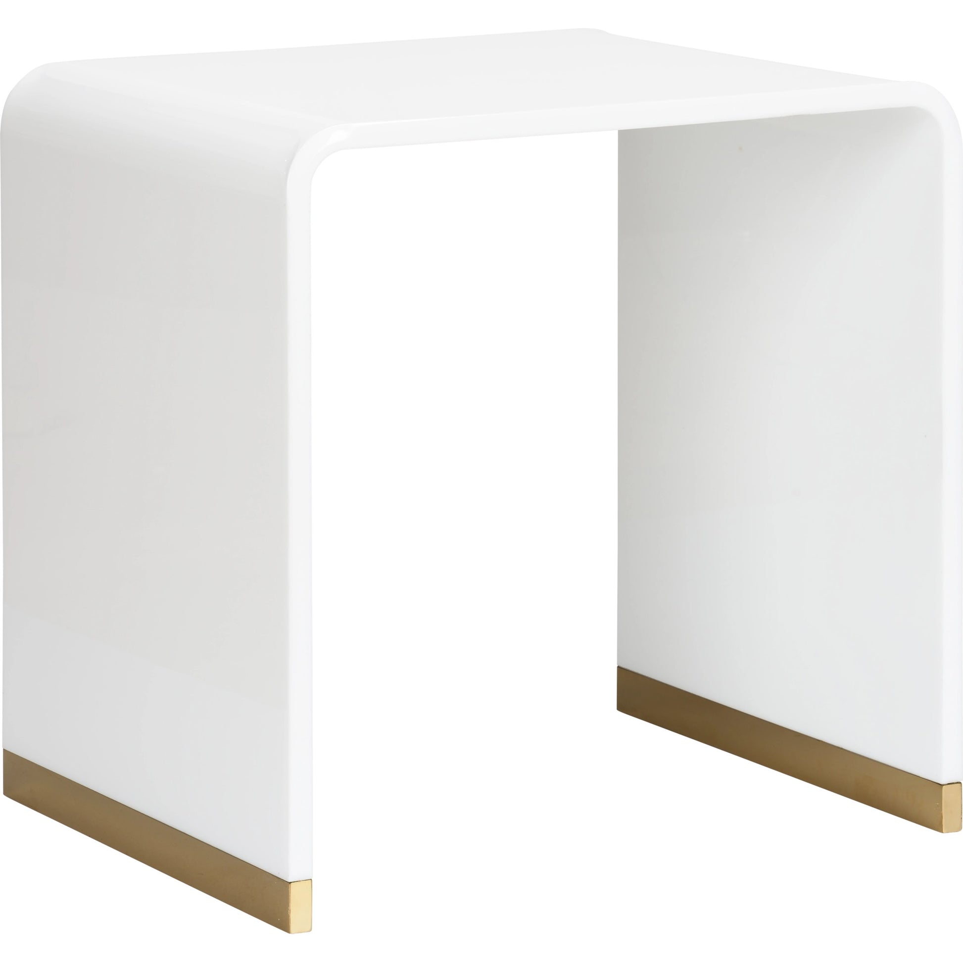 Waterfall End Table by Chelsea House in white. Made from acrylic/brass in a modern style.