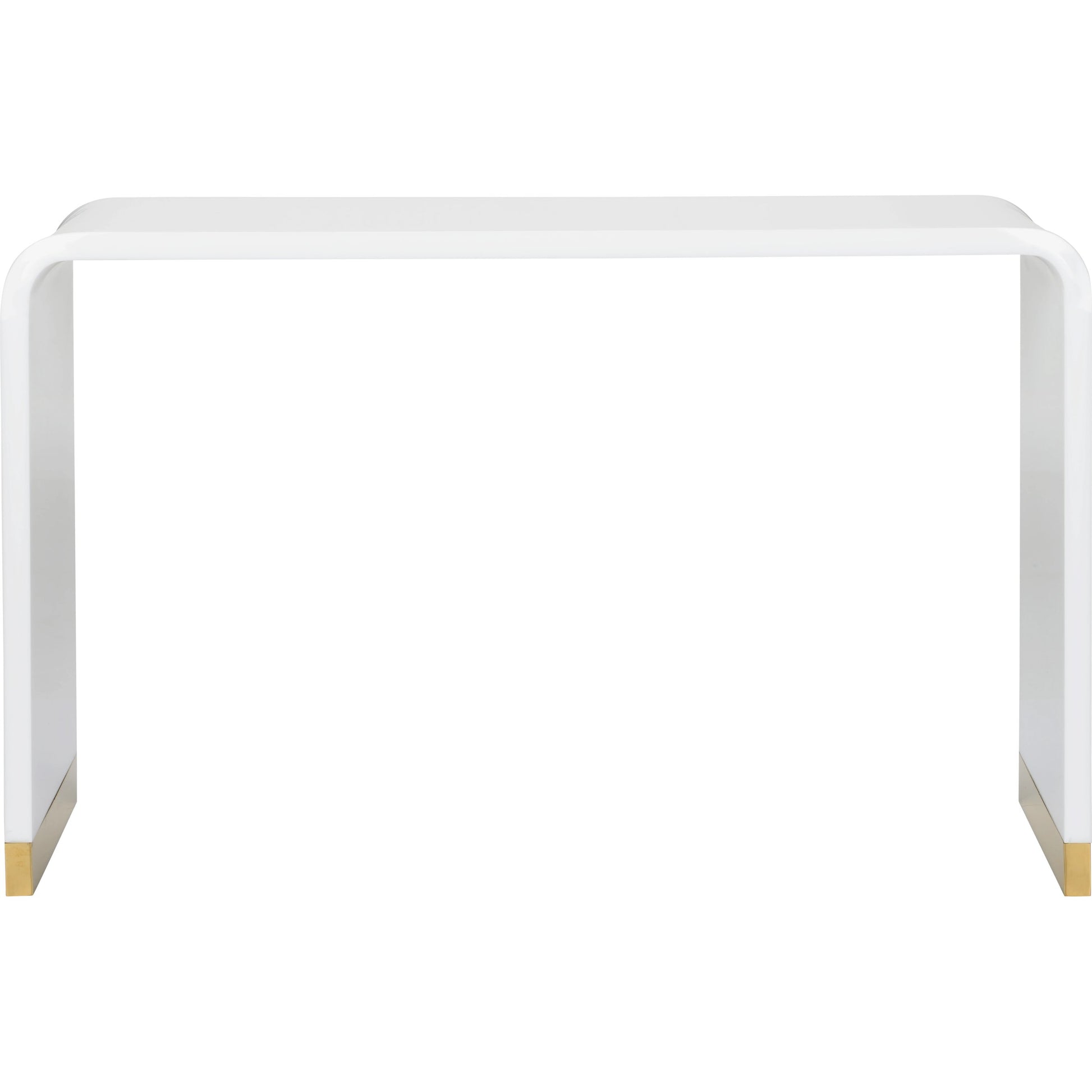 Waterfall White Acrylic Console by Chelsea House in white, polish. Made from acrylic/brass in a modern style.