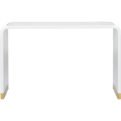 Waterfall White Acrylic Console by Chelsea House in white, polish. Made from acrylic/brass in a modern style.