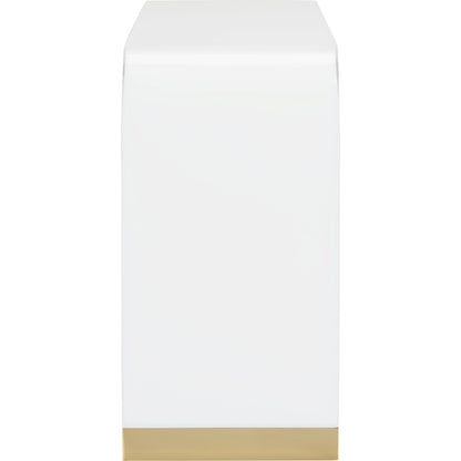 Waterfall White Acrylic Console by Chelsea House in white, polish. Made from acrylic/brass in a modern style.