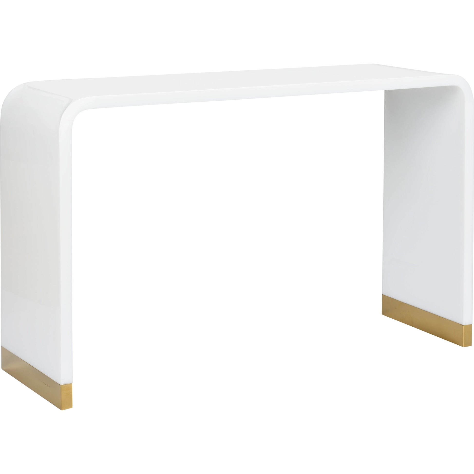 Waterfall White Acrylic Console by Chelsea House in white, polish. Made from acrylic/brass in a modern style.