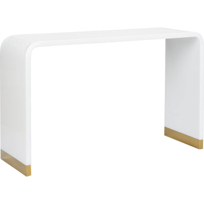 Waterfall White Acrylic Console by Chelsea House in white, polish. Made from acrylic/brass in a modern style.