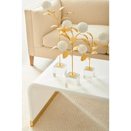 Waterfall Raffia Coffee Table by Chelsea House in cream, antique, clear, tempered. Made from raffia/brass/glass in a modern style.