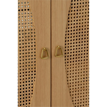 Petite Caned Bar Cabinet by Chelsea House in oak, antique gold leaf, natural. Made from wood/cane in a cottage & farmhouse style.