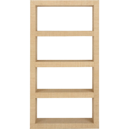Raffia Book Shelves by Chelsea House in cream. Made from raffia on wood in a modern style.