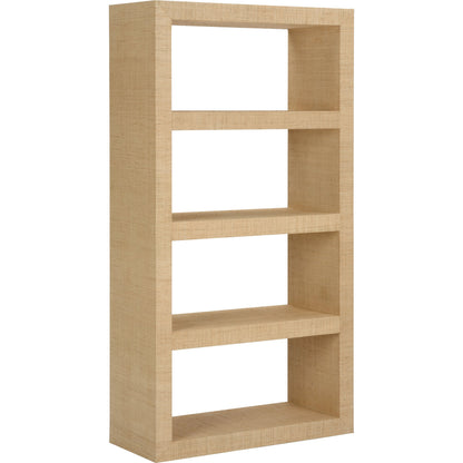 Raffia Book Shelves by Chelsea House in cream. Made from raffia on wood in a modern style.