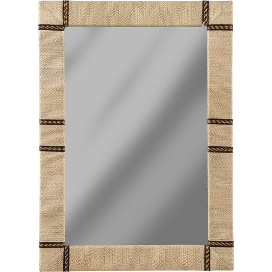 001 SI-2105595 | Primary Silo | Newton Mirror by Chelsea House in cream, chocolate, clear, plain. Made from raffia/abaca on wood/mirror in a modern style.