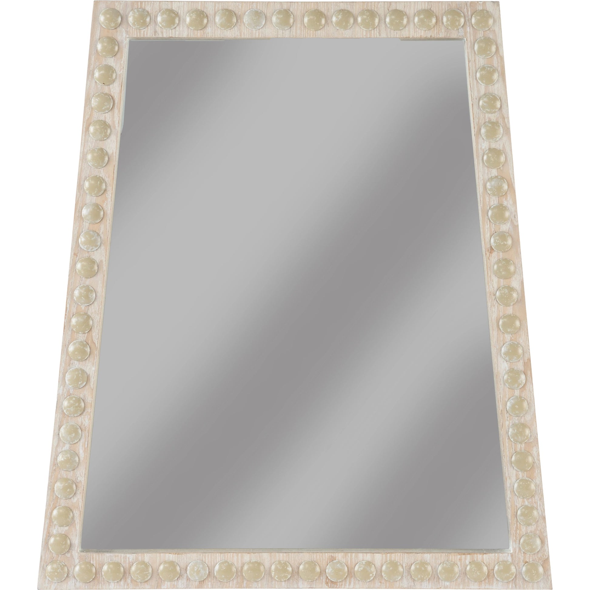 Trapezoid Mirror by Chelsea House in white washed tan, clear, plain. Made from wood/mirror in a modern style.