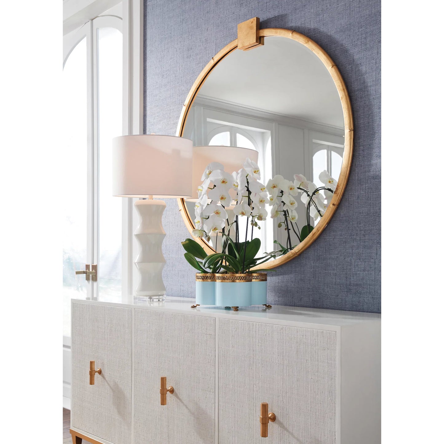 004 SI-2105598 | Lifestyle | Eternity Mirror by Chelsea House in gold leaf, clear, beveled. Made from iron/mirror in a modern style.