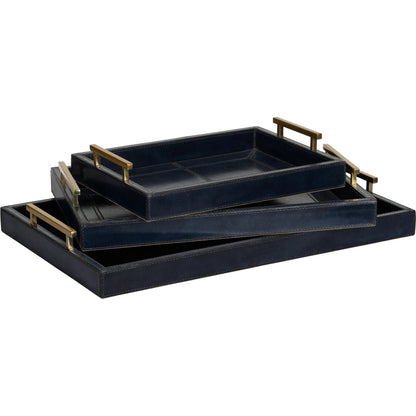 Assured Trays by Chelsea House in midnight blue, antique brass. Made from unique in a modern style.