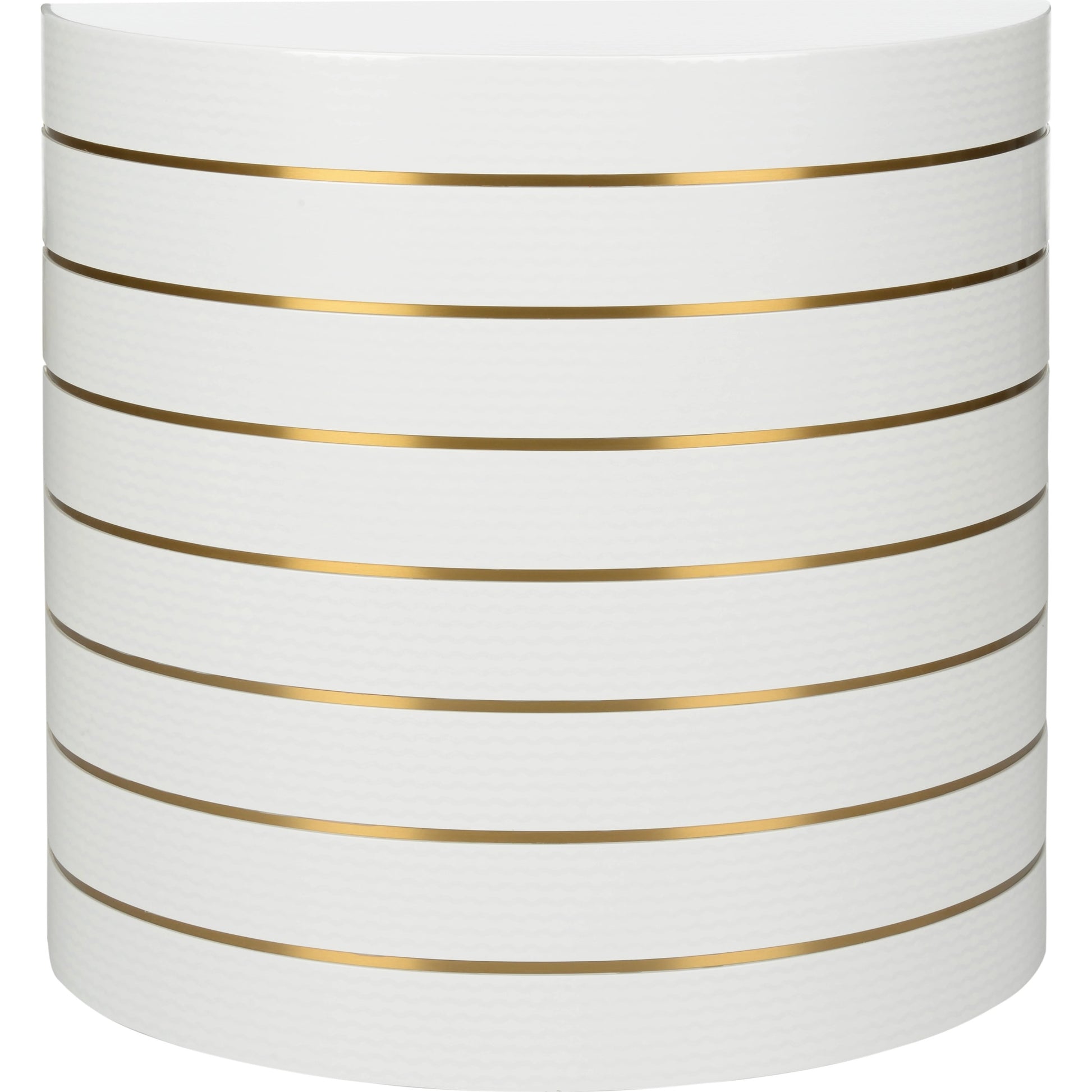 Luna Console by Chelsea House in white, silver, antique brass. Made from wood/metal in a modern style.