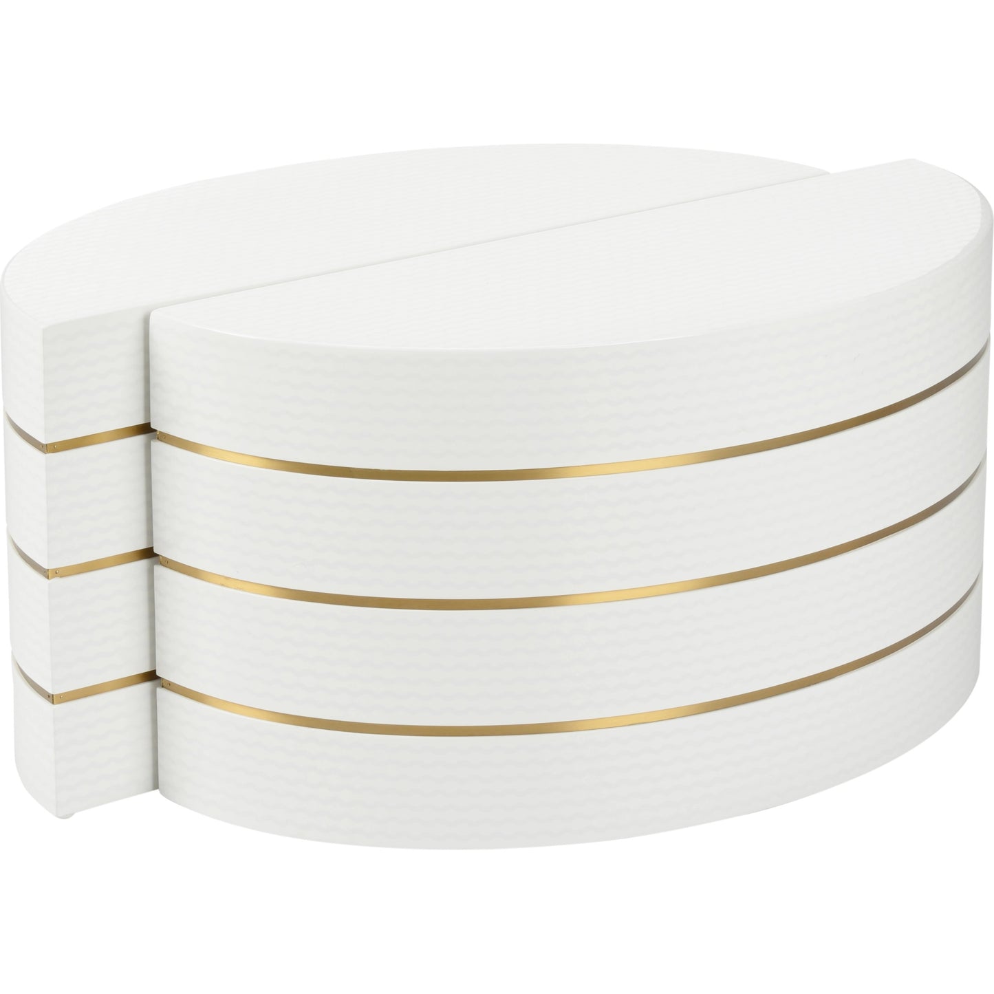 001 SI-2105646 | Primary Silo | Mezzaluna Bunching Tables by Chelsea House in white, silver, antique brass. Made from wood/metal in a modern style.