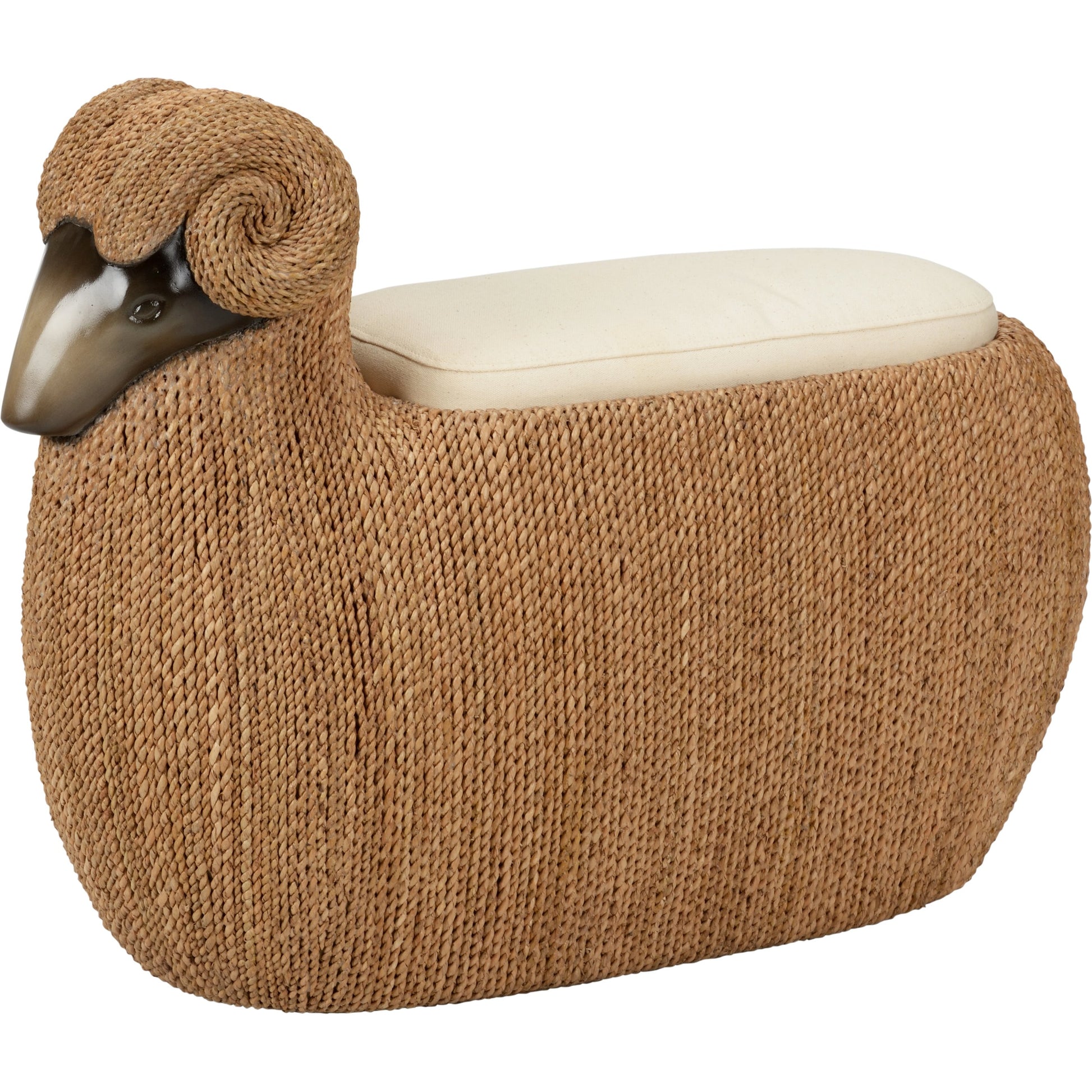 Ram Stool by Chelsea House in brown, natural, tan. Made from composite/abaca rope/fabric in a modern style.